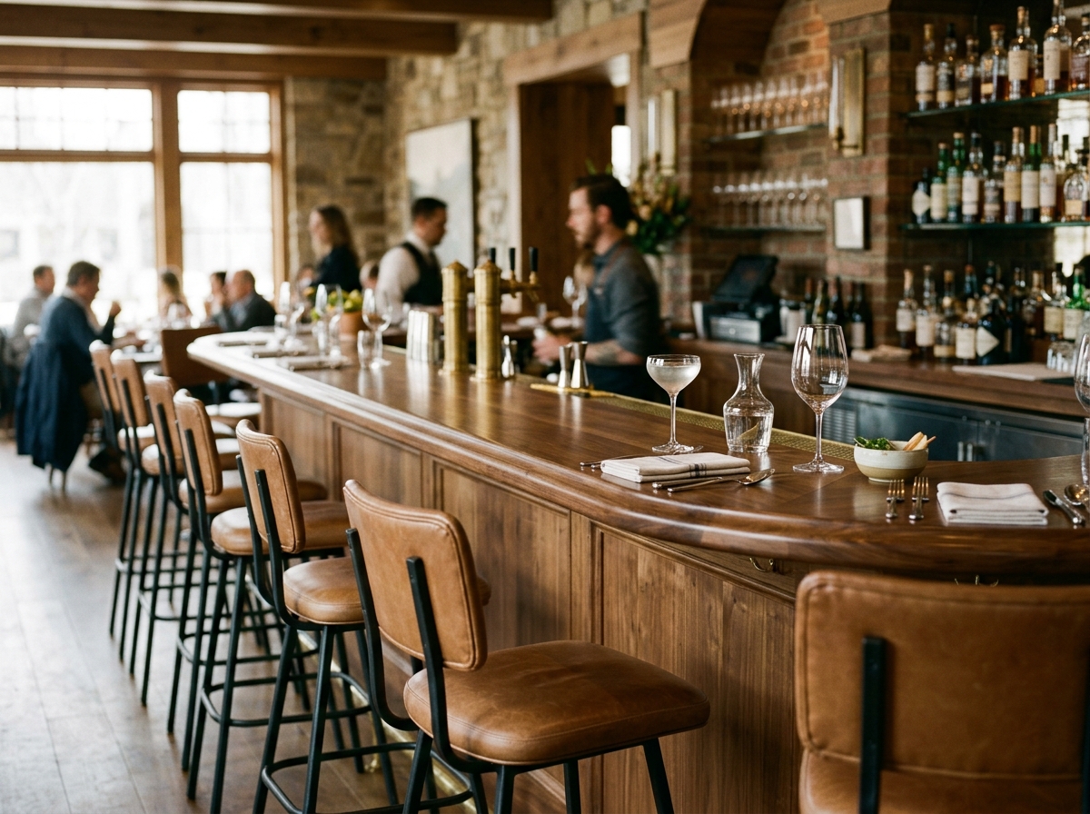 Elegant restaurant bar area with available counter seating