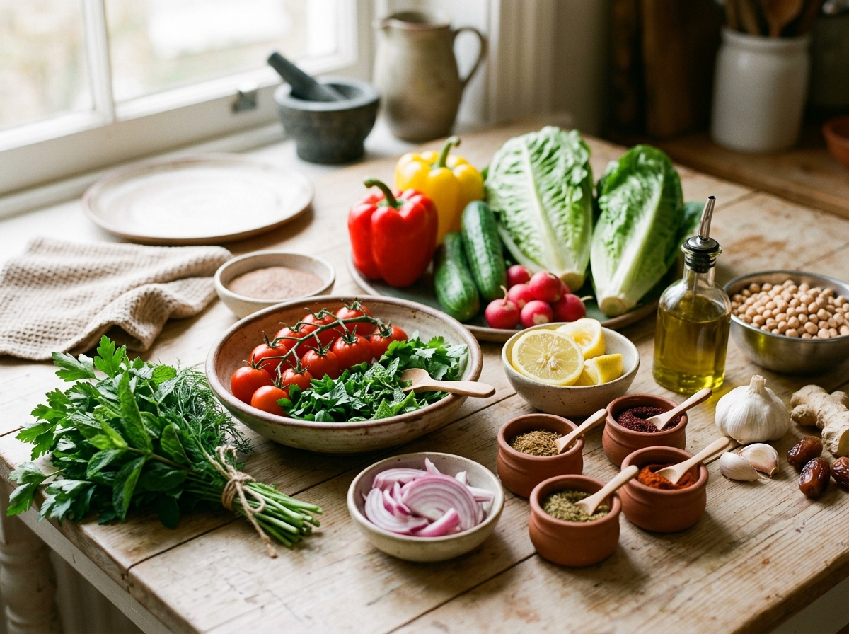 Fresh ingredients for healthy Middle Eastern cooking