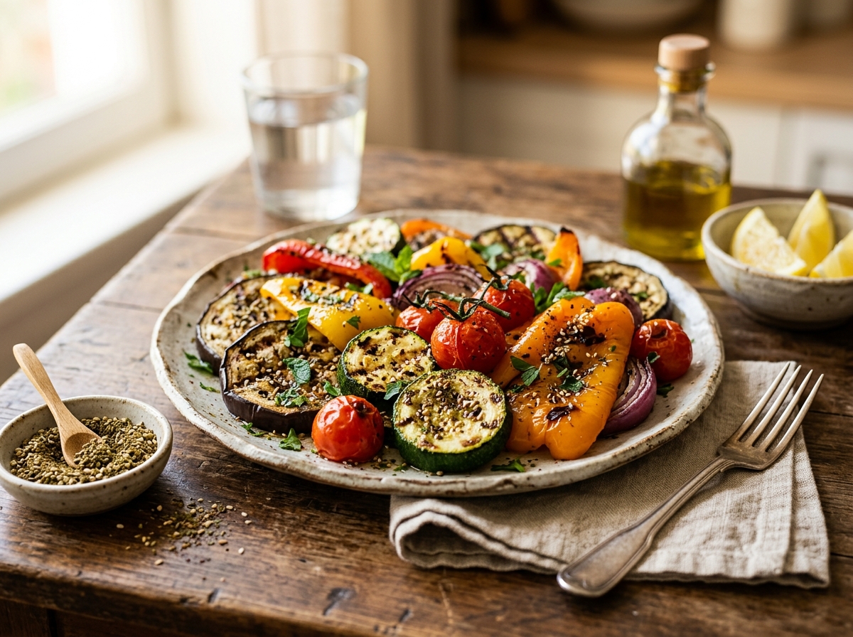 Grilled vegetables with za'atar seasoning