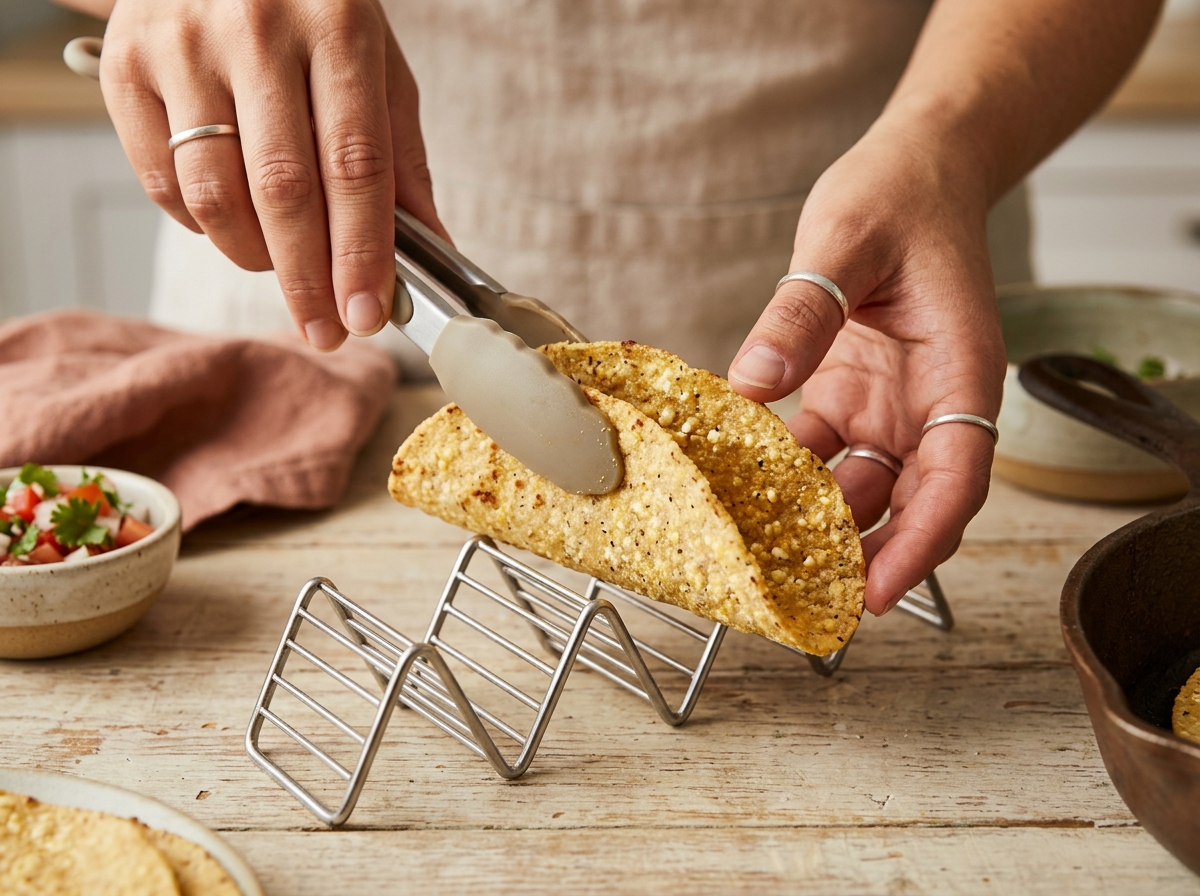 Cottage cheese and egg white batter spread into shell shapes before baking.