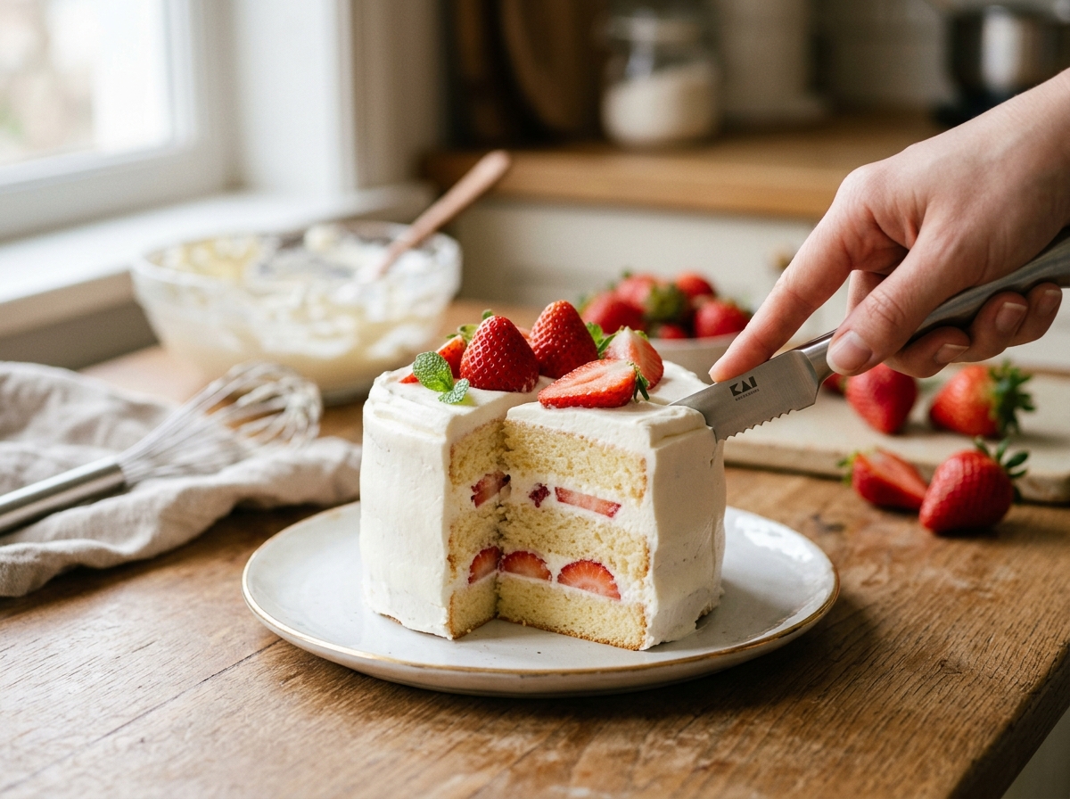 Folding whipped meringue gently into the sponge batter.