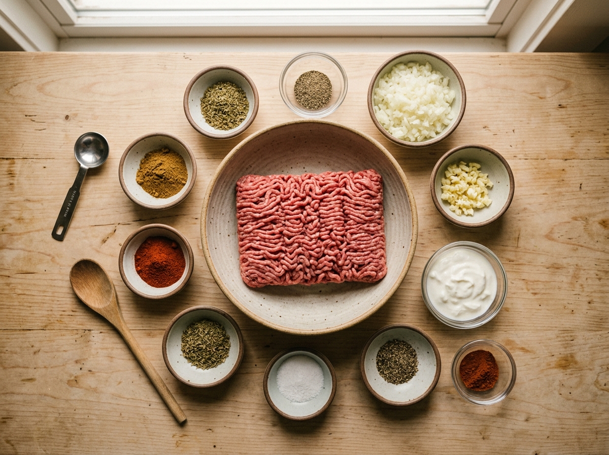 Thin sheets of seasoned ground beef rolled in parchment paper.