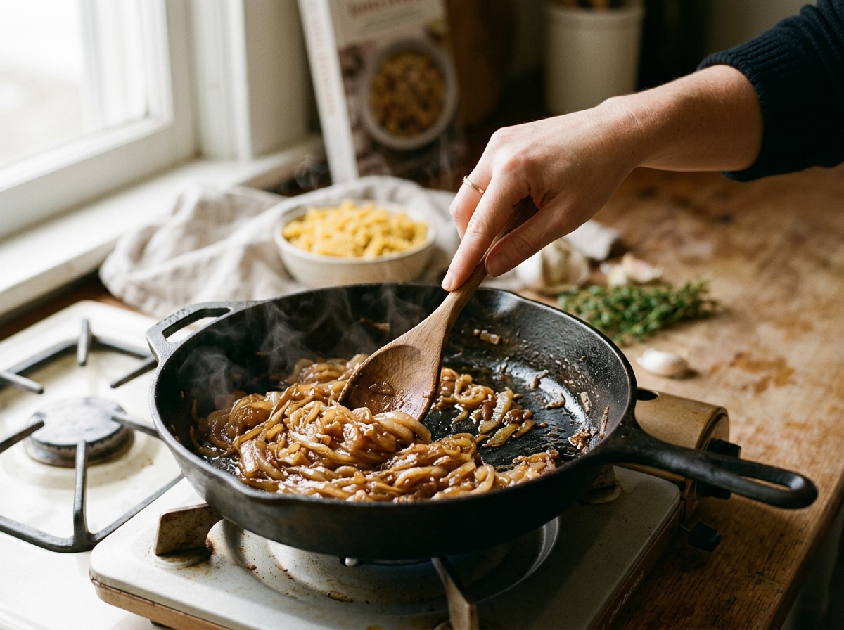 Seared chicken pieces browning in a hot skillet