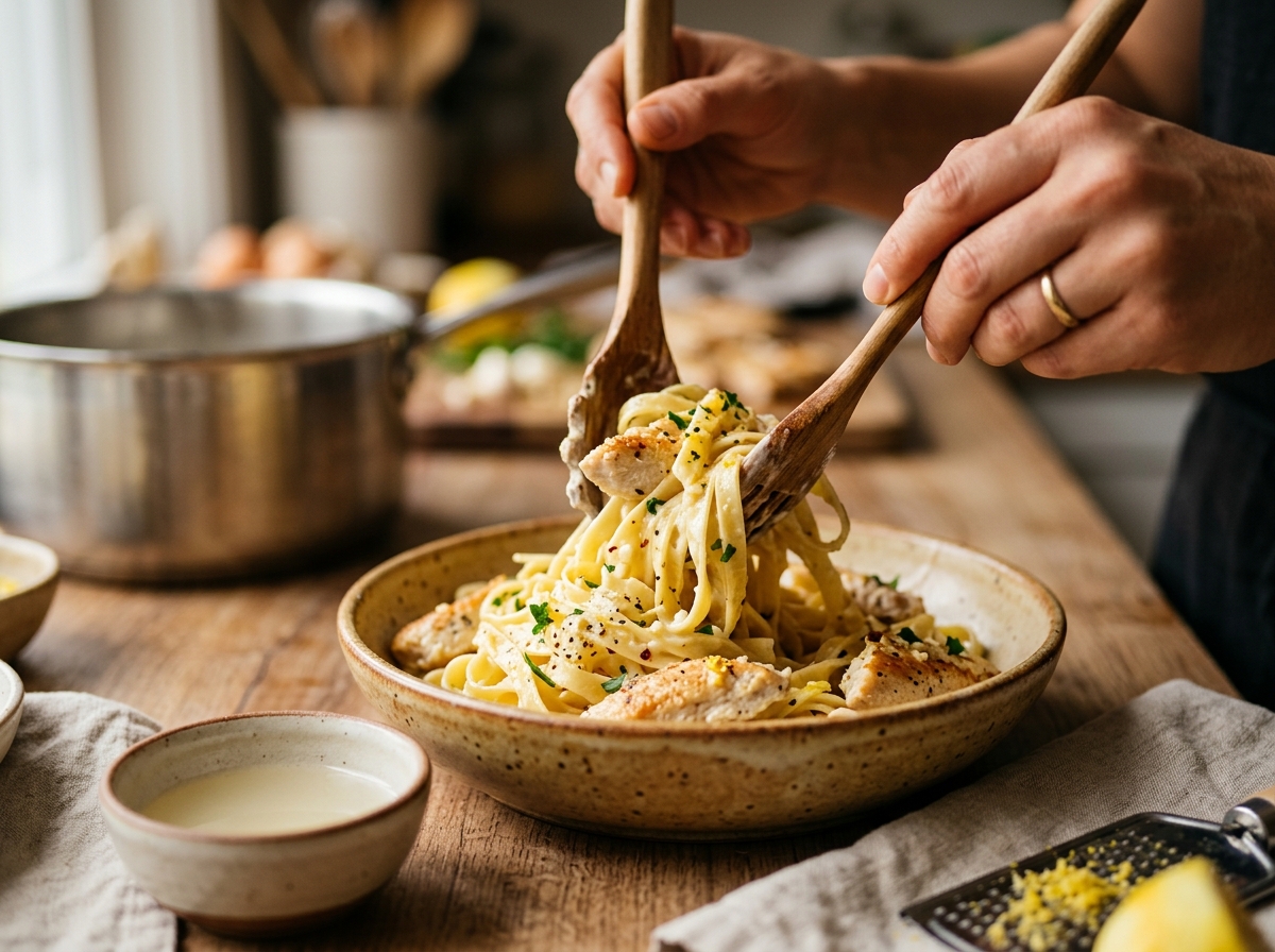 Minced garlic and butter sizzling in a skillet for the sauce base.